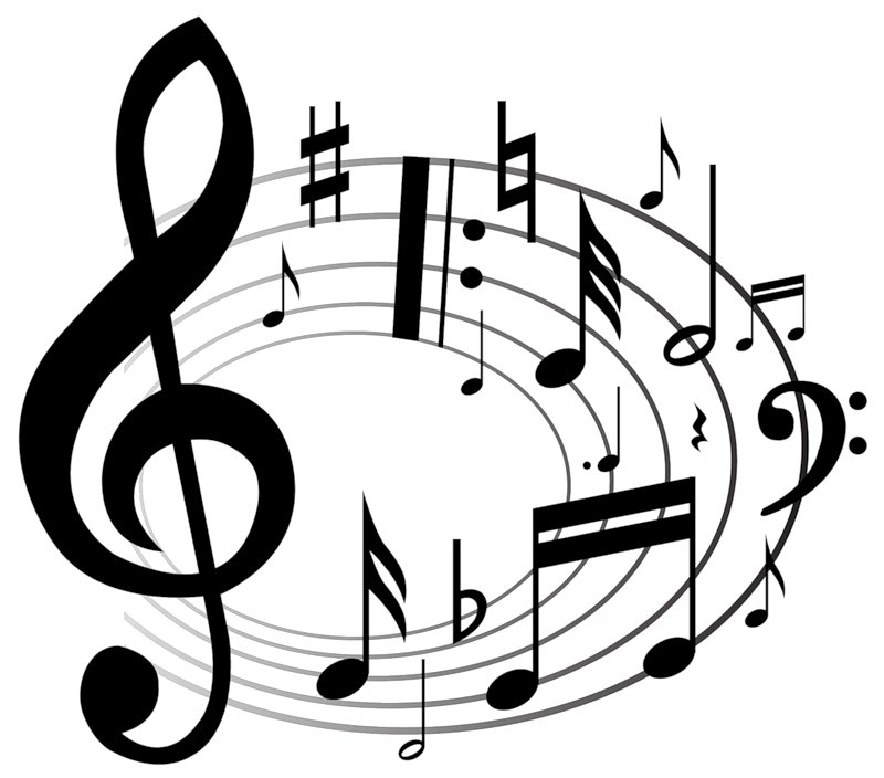 Музыка - скрипичный ключ, музыка, черно-белое, нота - оригинал