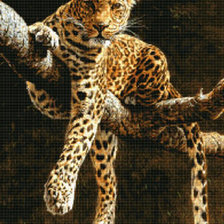 Оригинал схемы вышивки «Леопард на отдыхе» (№45380)