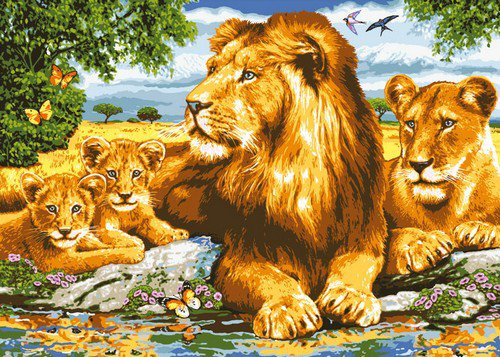 Львиная семья - семья, природа, львята, львица, животные, лев - оригинал