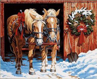 Рождественские лошади - снег, зима, лошади, праздник, животные, рождество - оригинал