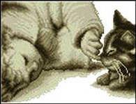 Оригинал схемы вышивки «малыш и котик» (№45671)