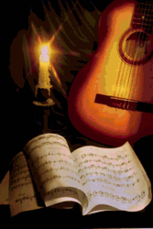гитара - музыка, свеча, гитара - предпросмотр