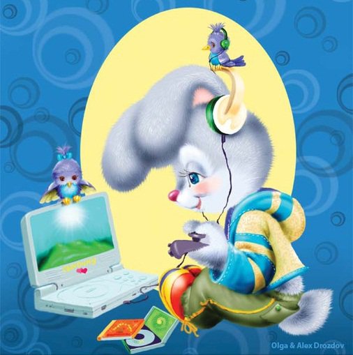 Зайка - мультяшки, животные, открытка - оригинал