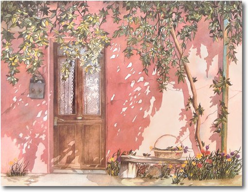 Розовый дом - розовый дом, корзинка, дверь, дом, корзина - оригинал