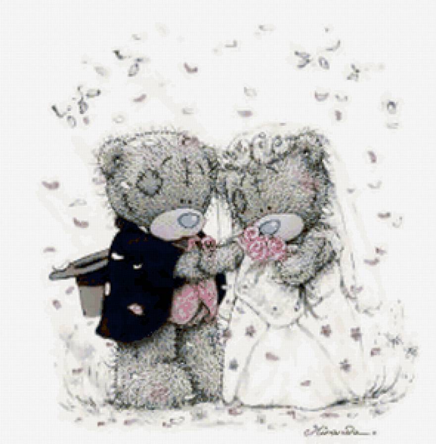 Медвежья свадьба - невеста, жених, любовь, пара, игрушки, свадьба - предпросмотр