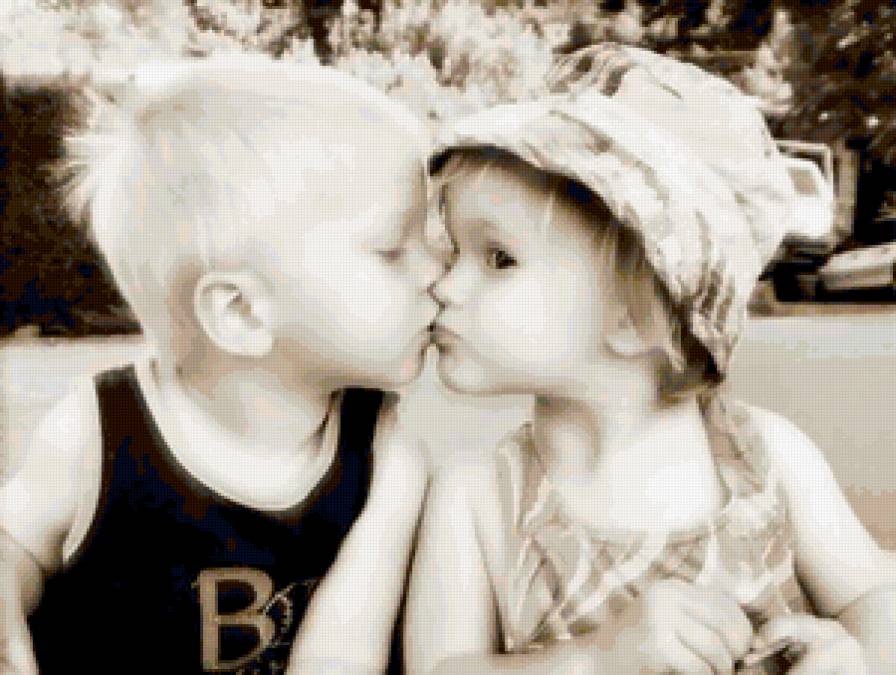 Первый поцелуй - девочка, мальчик, пара, дети, поцелуй - предпросмотр