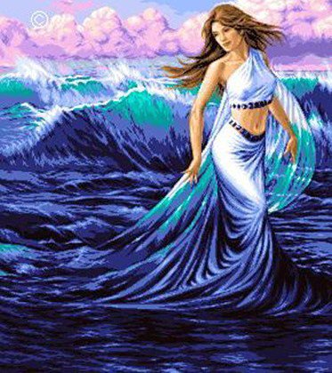 Нимфа - море, девушка, берег, фантазия, прибой - оригинал