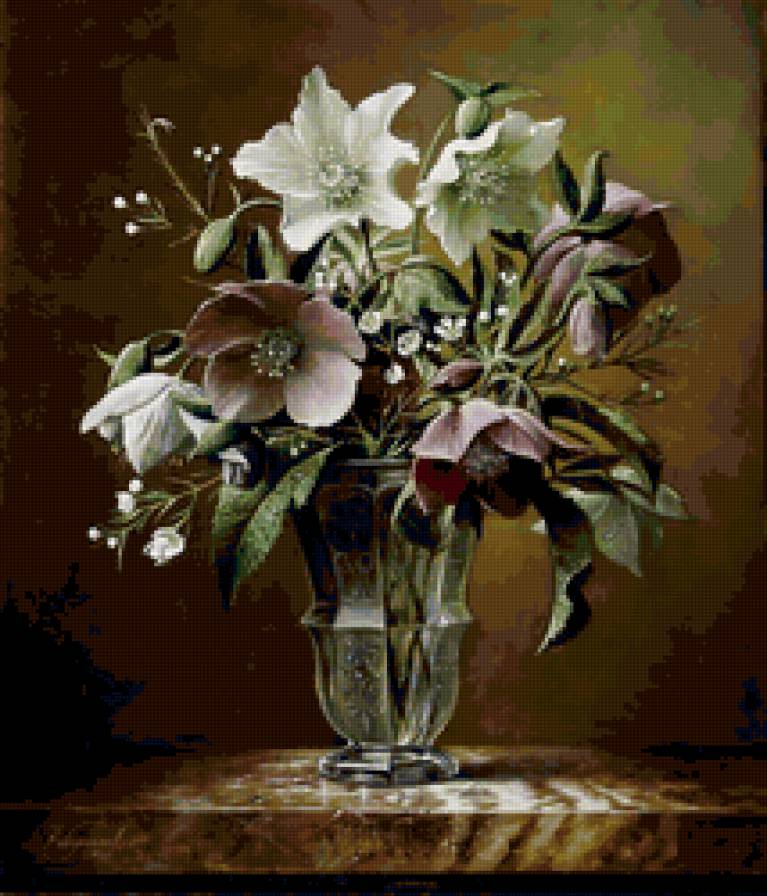 Времена года. Зима - картина, времена года, цветы, зима, живопись, натюрморт - предпросмотр