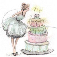 Схема вышивки «Девушка и торт»