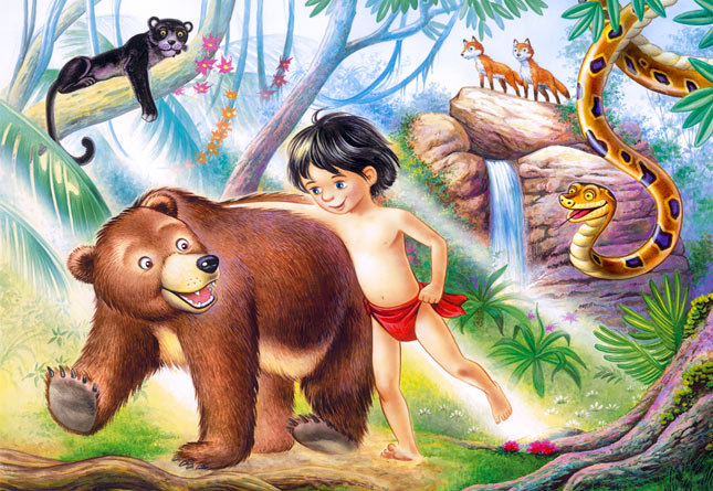 Маугли - открытка, животные, мультяшки - оригинал