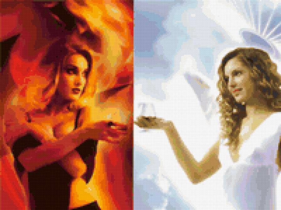 Ангел и демон - фэнтези, демон, ангел - предпросмотр