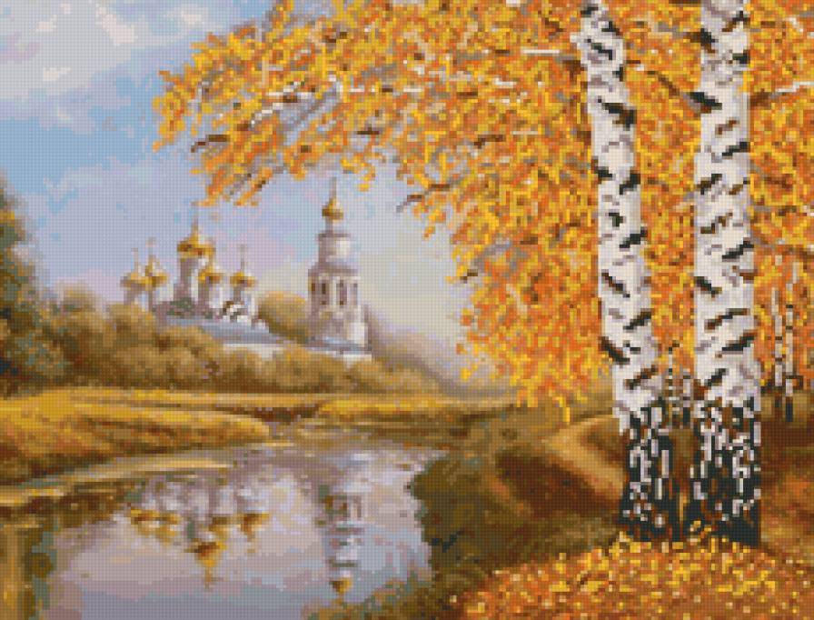 Осень - церковь, осень, река, пейзаж, природа, лес, храм - предпросмотр