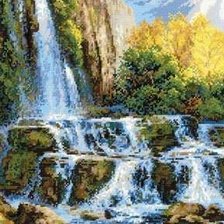 Оригинал схемы вышивки «Водопад в горах» (№47914)