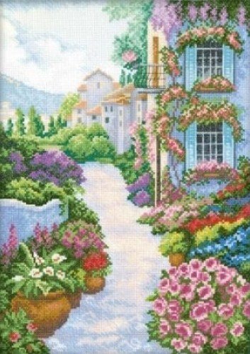 Цветущая улица - город, пейзаж, цветы, дом, улица - оригинал