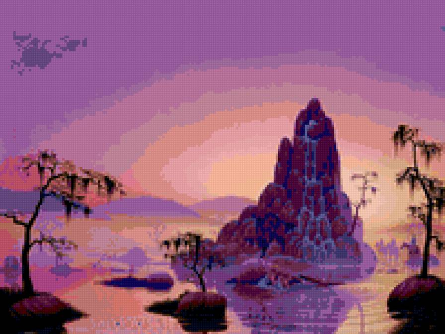 Пейзаж - вода, озеро, пейзаж, фентези, горы - предпросмотр