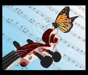 Музыка - музыка, ноты, бабочка, скрипка - оригинал