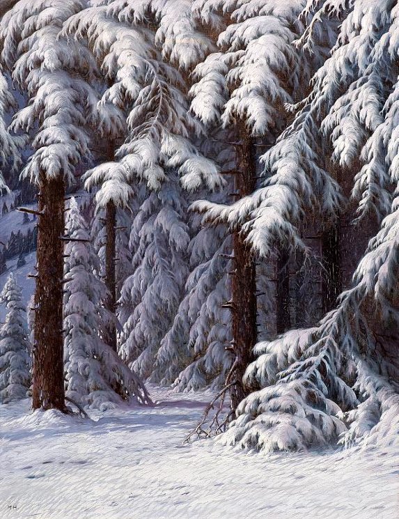 Зимний лес - зимний лес, снег, пейзаж, сказка, природа, картина, зима - оригинал