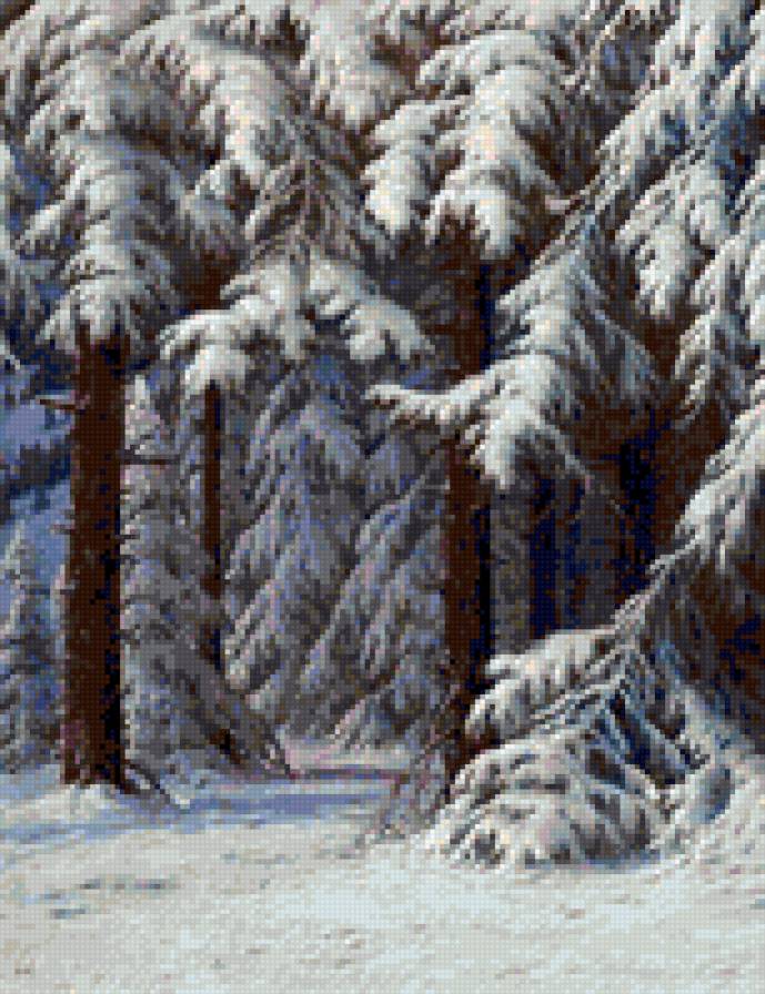 Зимний лес - пейзаж, снег, картина, зимний лес, природа, сказка, зима - предпросмотр