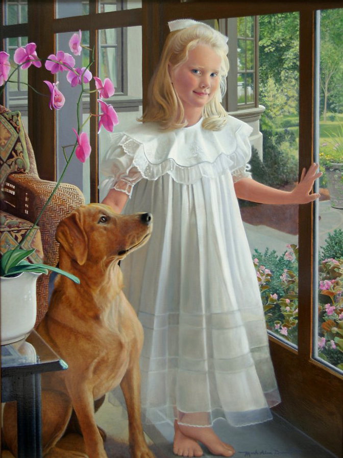 девочка с собакой - дети.девочка.собака - оригинал