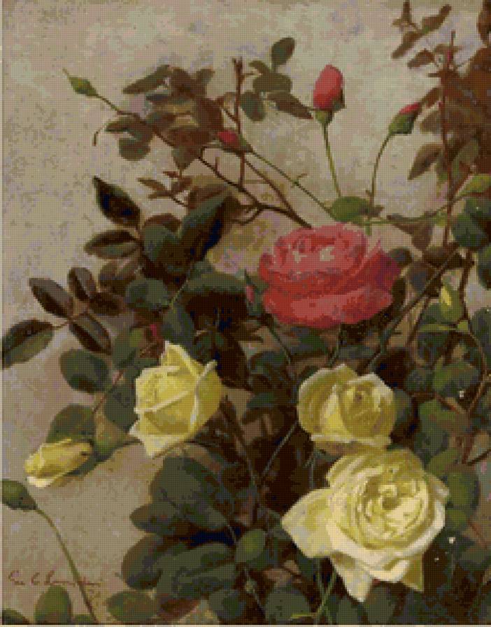 розы - цветы, розы, картина, букет, живопись - предпросмотр