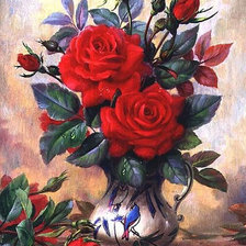 розы в вазе