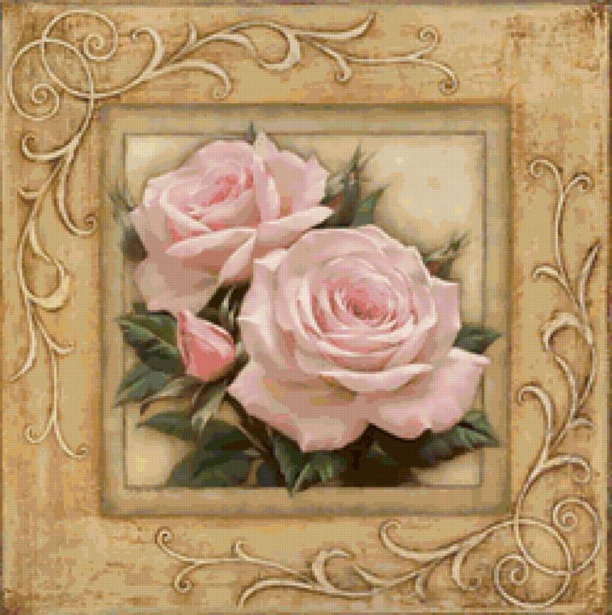 Подушка"Цветы" - цветы, подушка, роза, живопись - предпросмотр
