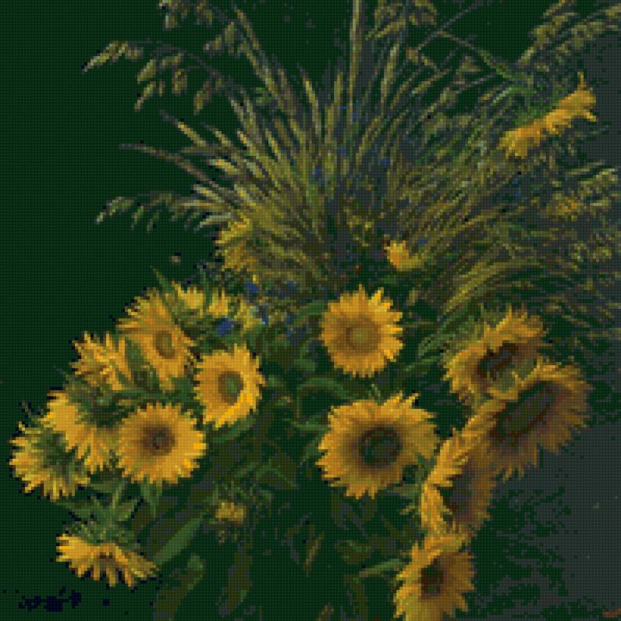 подсолнухи - цветы, натюрморт - предпросмотр