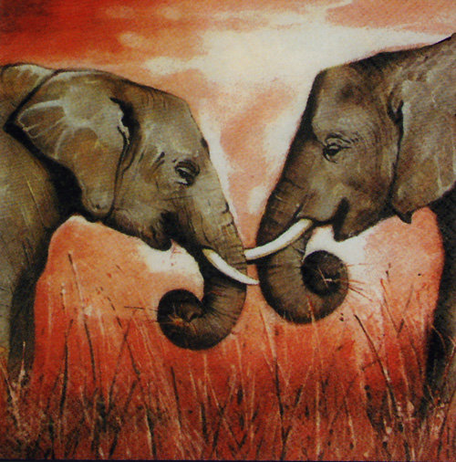 слоны - природа, животные, подушка, африка - оригинал
