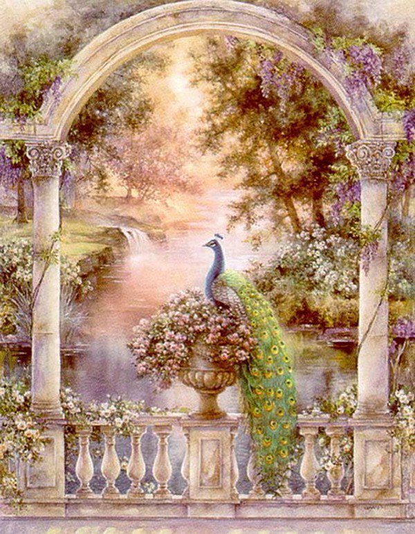 павлин в райском саду - птицы - оригинал