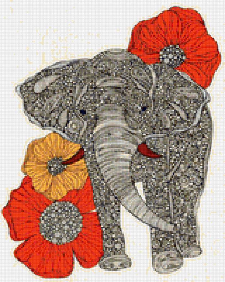 Слоник - слоники, животные, слон, слоны, маки, мир красок, зверушки - предпросмотр