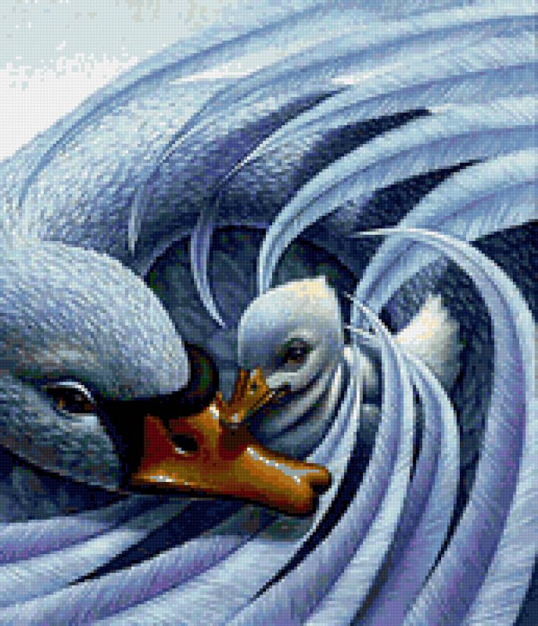 Лебедёнок с мамой - рядом с мамочкой, лебеди, , озеро, лебедь, нежность, вода, грация - предпросмотр