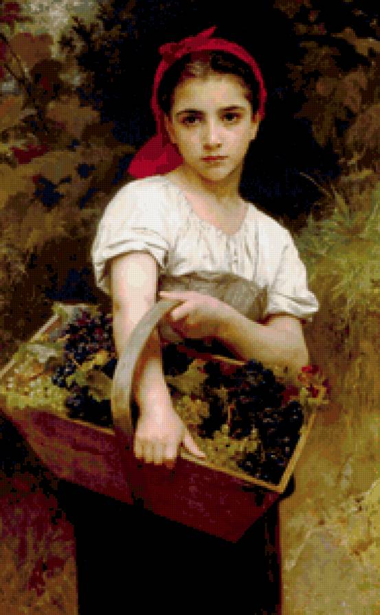 девочка с виноградом - картина, фото художник - предпросмотр