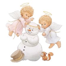 Оригинал схемы вышивки «ангелочки і сніговик» (№52523)