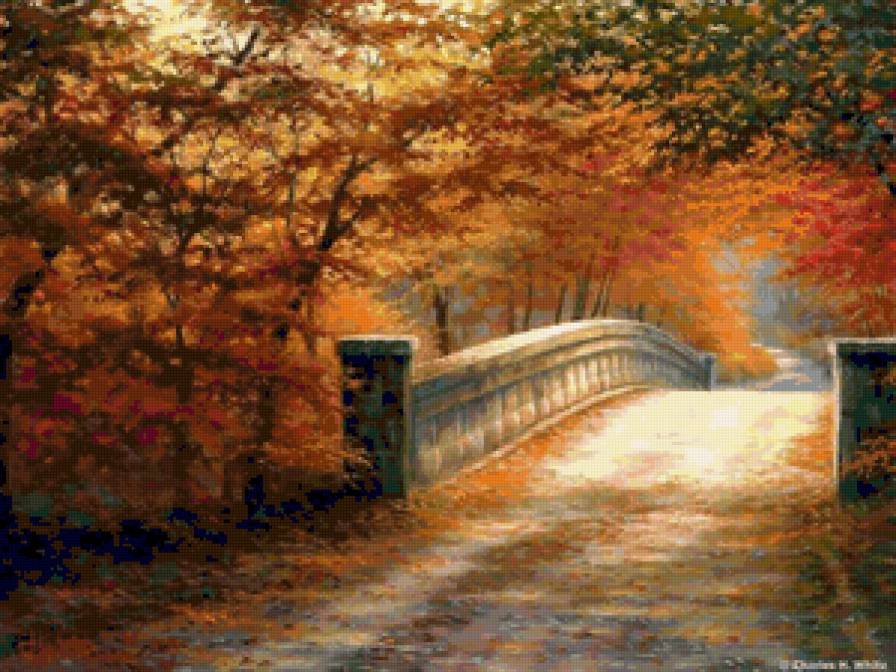 Осень,лес,мостик) - осенняя картина, осень, мостик, лес - предпросмотр