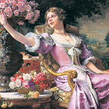 Схема вышивки «дама в розовом»
