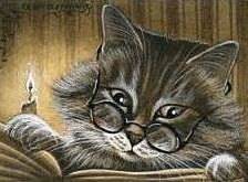 Оригинал схемы вышивки «кот читает книгу» (№53738)