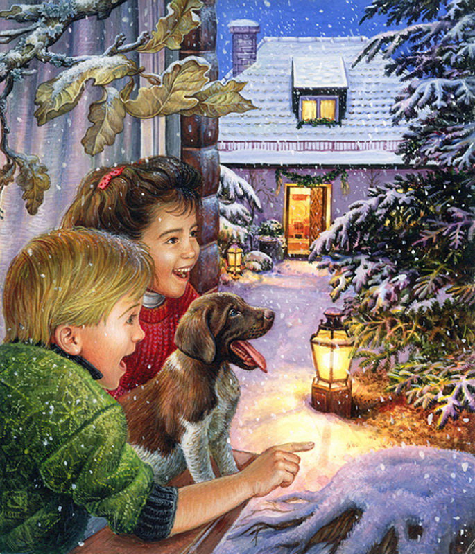 детки - картина, дети, природа, зима - оригинал