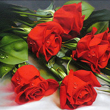 Оригинал схемы вышивки «букет красных роз» (№54166)