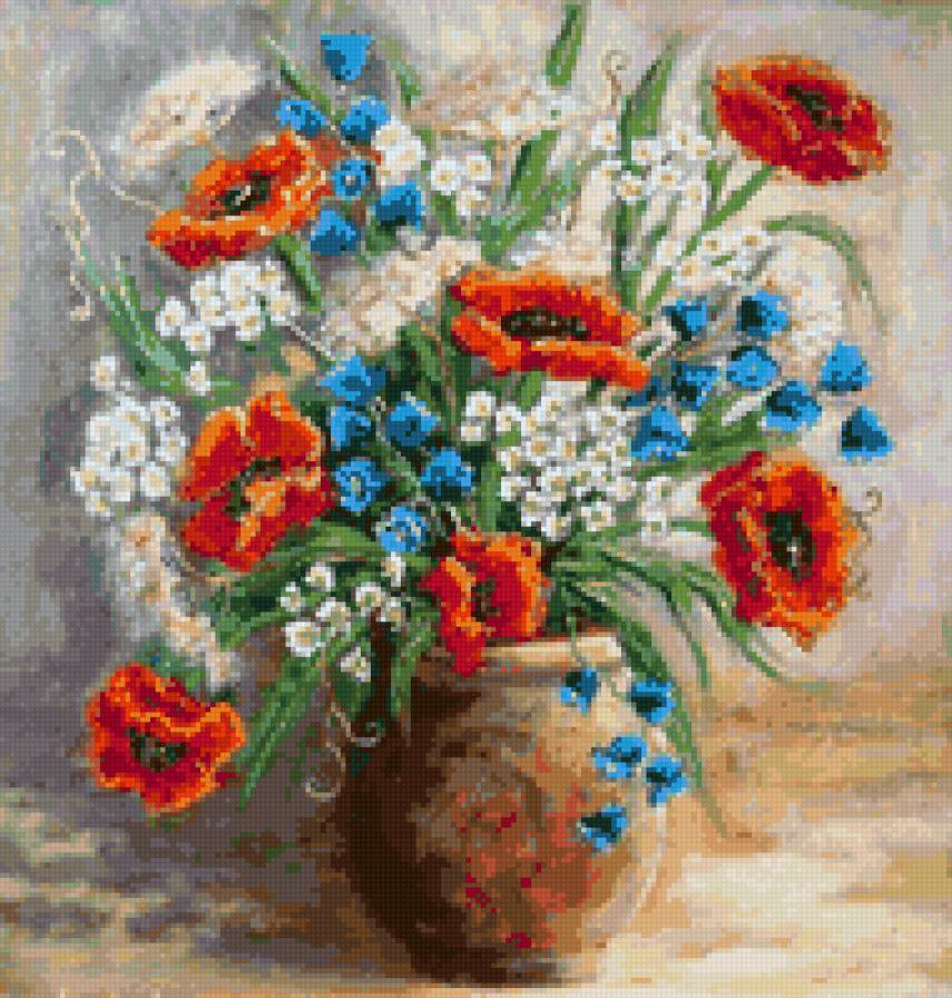 Маки и колокольчики - маки, полевые цветы, колокольчики, цветы, любимые маки, букет - предпросмотр