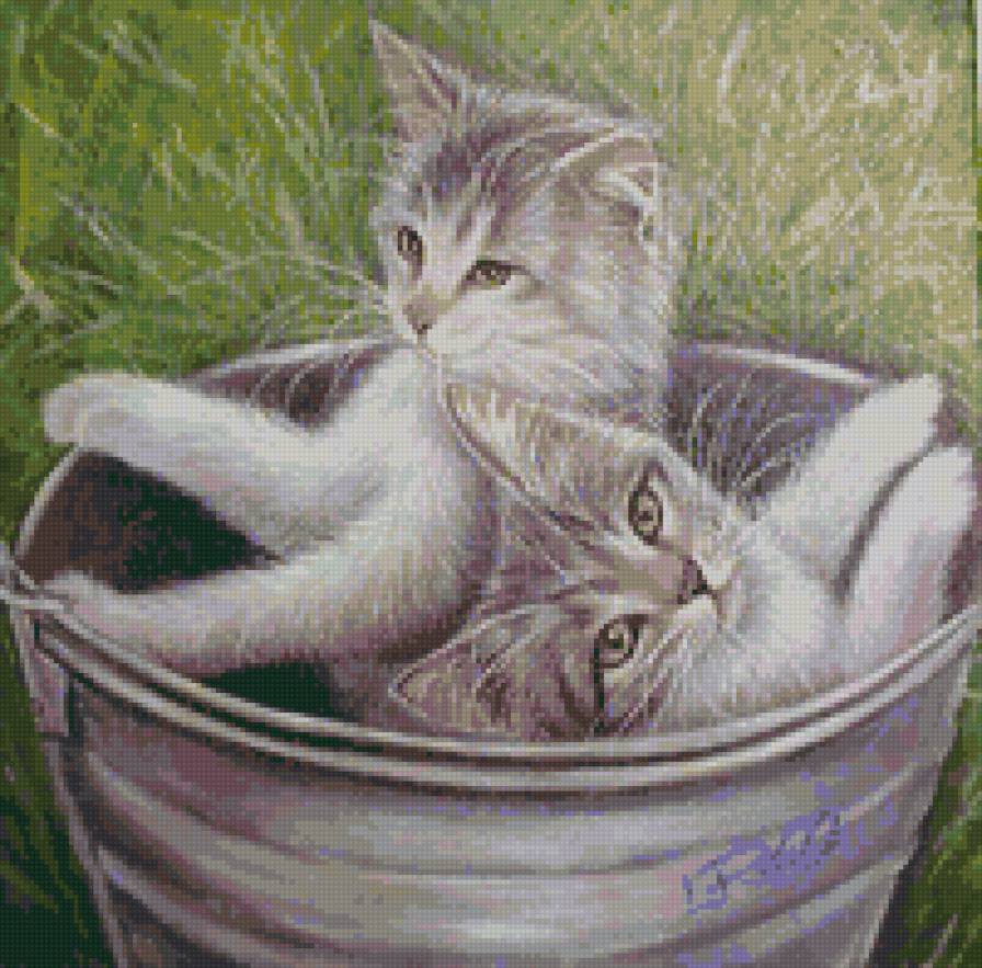 котики - живопись, животные, кошки, коты, котята - предпросмотр