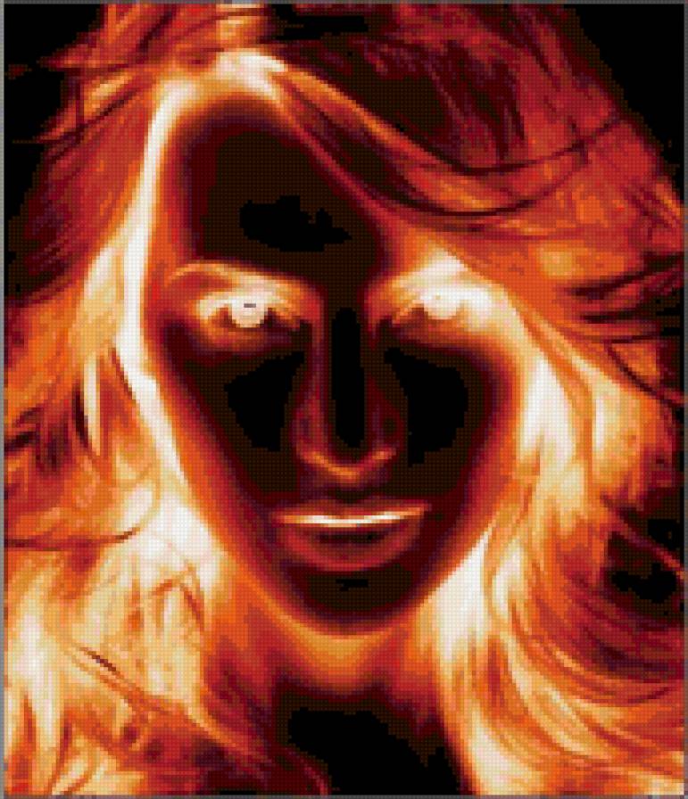 Горит лицо вечером у женщины. Девушка с горящими глазами. Огненный взгляд женщины. Лицо с огненными глазами. Горящие глаза.