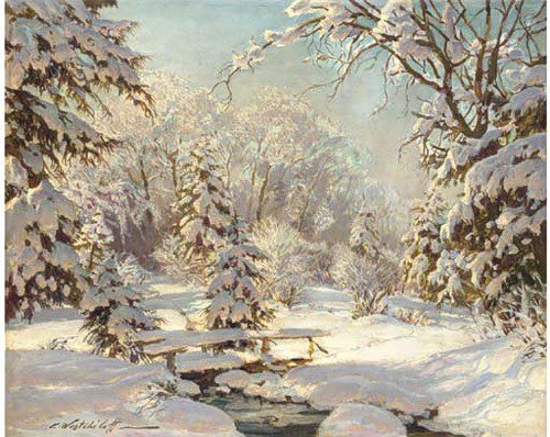 Серия "Пейзаж. Зима" - пейзаж, река, мост, зима - оригинал