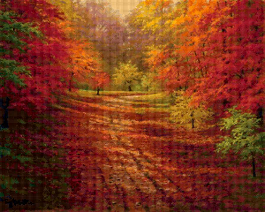 Серия "Пейзаж. Осень" - пейзаж, осень, дорога - предпросмотр