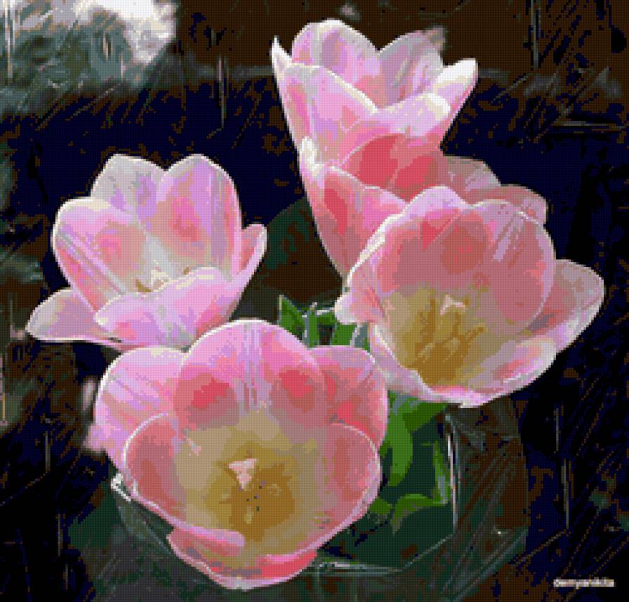 розовая нежность - тюльпаны, букет, цветы - предпросмотр