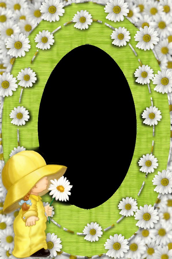 рамка - цветы, ребенок, ромашки, рамка, дети, рамки - оригинал