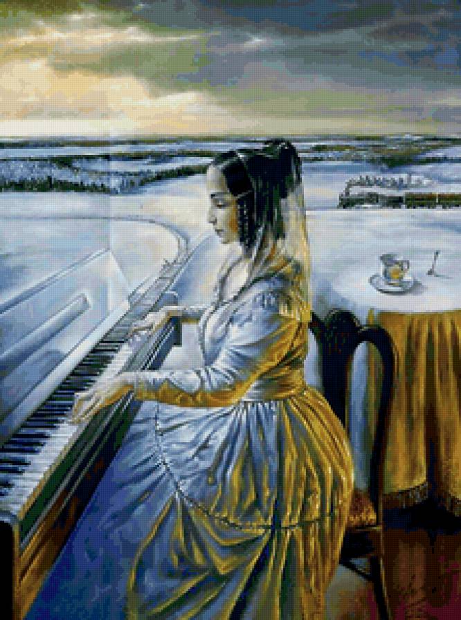 Времена года. Зима. - зима, девушка, пейзаж - предпросмотр