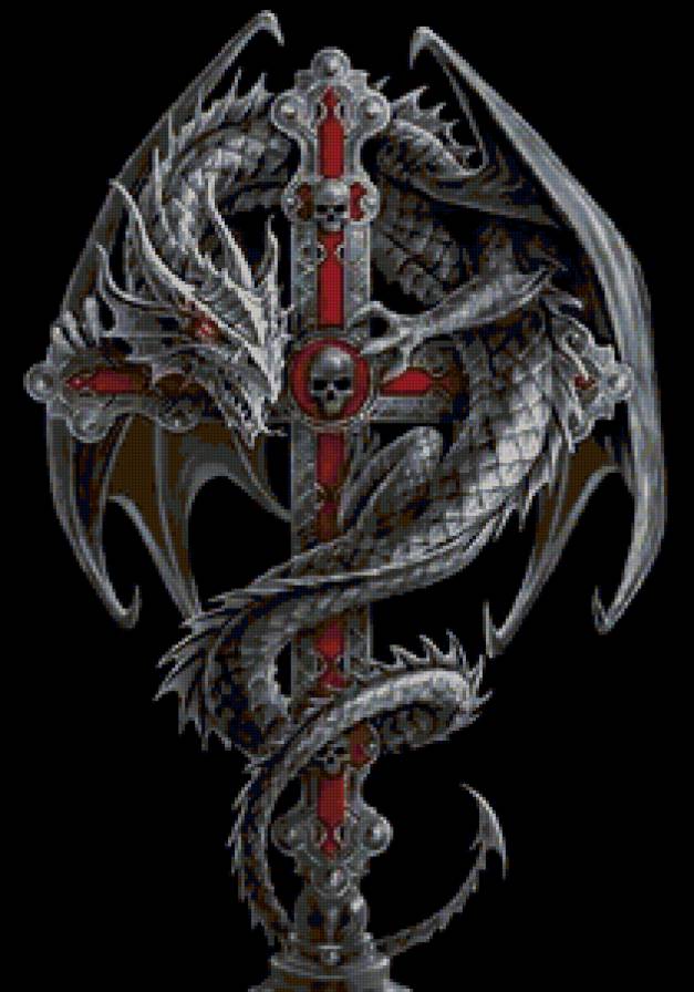 Дракон и Крест - драконы, анна стоукс, миф, магия, фэнтези, животные - предпросмотр