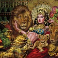 Схема вышивки «Царица и львиная семья»