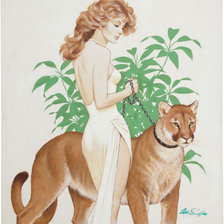 Схема вышивки «женщина и кошка»