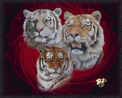Тигры - животные, тигры, живопись - оригинал